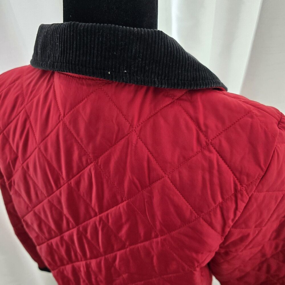 Barbour Red Quilted Jacket with Black Collar - Picture 9 of 13